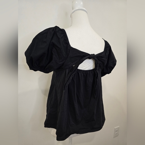 a new day Black Puff Sleeve Blouse - Picture 5 of 7